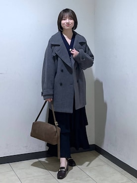 「アイテム（ピーコート）」を使った、chikaさん（レディース・154cm）の秋コーディネート