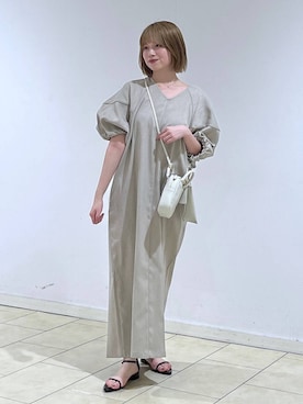 「A part by（アパートバイ）のナローストラップサンダル（サンダル、ブラック系）」を使った、chikaさん（レディース・154cm）の夏コーディネート