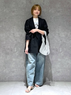 「A part by（アパートバイ）のアイテム（ジャケット/アウター、ブラック系）」を使った、chikaさん（レディース・154cm）の春コーディネート