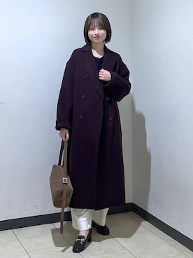 「アイテム（チェスターコート）」を使った、chikaさん（レディース・154cm）の秋コーディネート