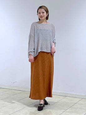 「A part by（アパートバイ）の【UVカット】メッシュニットプルオーバー（ニット/セーター、グレー系）」を使った、chikaさん（レディース・154cm）の夏コーディネート