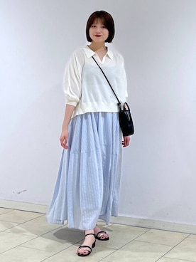 「A part by（アパートバイ）のサムリングサンダル≪追加3≫（サンダル、ブラック系）」を使った、chikaさん（レディース・154cm）の夏コーディネート