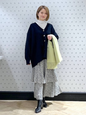 「A part by（アパートバイ）のアイテム（ストール/ショール）」を使った、chikaさん（レディース・154cm）の冬コーディネート