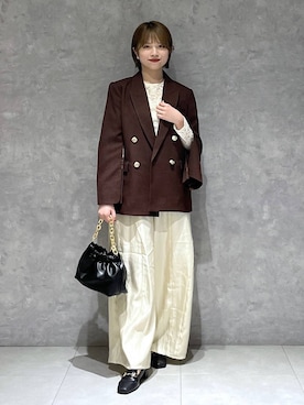 「A part by（アパートバイ）のＷライクテーラードスリットジャケット（テーラードジャケット）」を使った、chikaさん（レディース・154cm）の秋コーディネート