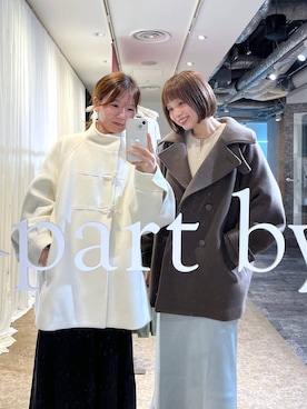 「A part by（アパートバイ）の【名品シリーズ・イージーケア】ラクーンコンカーディガン（カーディガン/ボレロ、ホワイト系）」を使った、chikaさん（レディース・154cm）の夏コーディネート