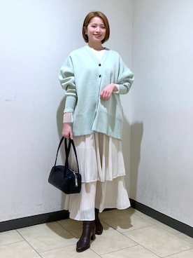 「人気アイテムをチェック！」｜「アイテム（カーディガン/ボレロ）」を使った、chikaさん（レディース・154cm）の冬コーディネート