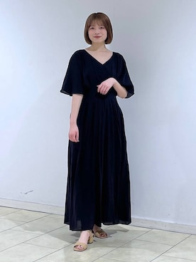 「A part by（アパートバイ）のスクエアヒールサンダル（サンダル、ベージュ系）」を使った、chikaさん（レディース・154cm）の春コーディネート