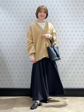 「人気アイテムをチェック！」｜「アイテム（カーディガン/ボレロ）」を使った、chikaさん（レディース・154cm）の冬コーディネート