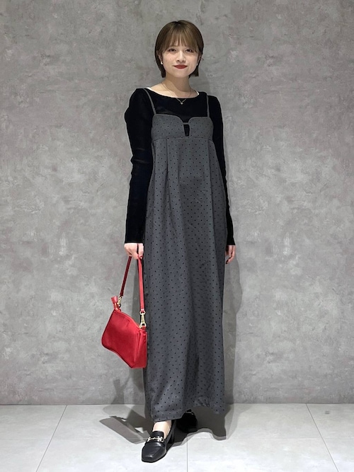 カレンソロジー フロッキードットワンピース キャミワンピース ブラック Curensology（カレンソロジー）の「Curensology(カレンソロジー