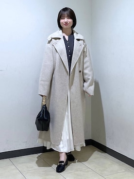 「アイテム（ステンカラーコート）」を使った、chikaさん（レディース・154cm）の秋コーディネート