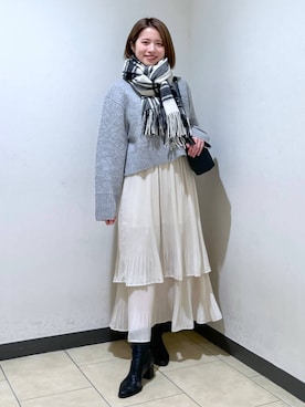 「A part by（アパートバイ）のアイテム（ストール/ショール）」を使った、chikaさん（レディース・154cm）の冬コーディネート