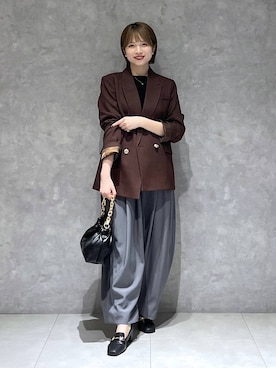 「A part by（アパートバイ）のＷライクテーラードスリットジャケット（テーラードジャケット）」を使った、chikaさん（レディース・154cm）の秋コーディネート
