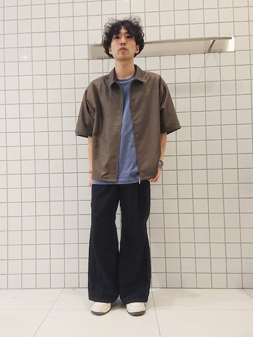 セール】チェックフロントジップレギュラーカラーシャツ（シャツ