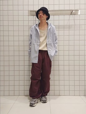 「アイテム（カーゴパンツ）」を使った、ちくちさん（メンズ・168cm）の秋コーディネート