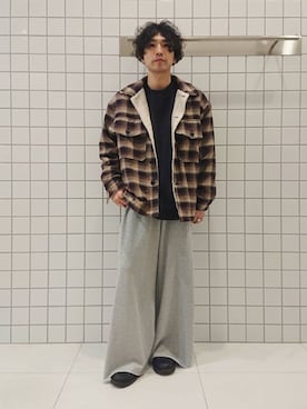 「SENSE OF PLACE by URBAN RESEARCH（センスオブプレイスバイアーバンリサーチ）のオンブレーチェックボアジャケット（その他アウター）」を使った、ちくちさん（メンズ・168cm）の冬コーディネート