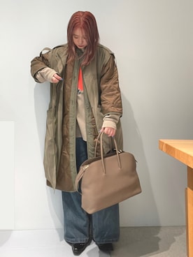 「アイテム（ボストンバッグ、ベージュ系）」を使った、yuiさん（レディース・158cm）の秋コーディネート