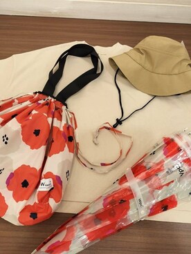 「アイテム（長傘、ホワイト系）」を使った、yurinko430さん（レディース・158cm）の春コーディネート