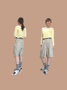 「tutuanna（チュチュアンナ）のアイテム（ソックス/靴下、ブラウン系）」を使った、yuriさん（レディース・158cm）の春コーディネート