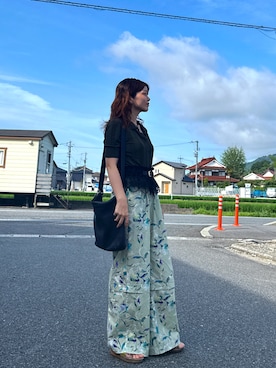 「SAYAKADAVIS（サヤカディヴィス）のアイテム（パンツ、グリーン系）」を使った、yuriさん（レディース・158cm）の夏コーディネート
