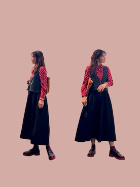 「THE ONITSUKA（ジオニツカ）のアイテム（ローファー、レッド系）」を使った、yuriさん（レディース・158cm）の春コーディネート