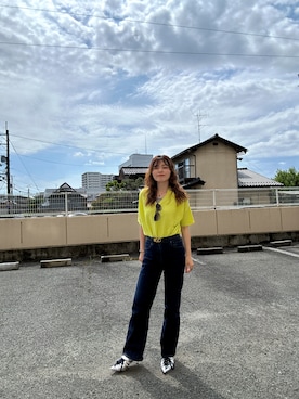 「MARIED'OR（マリードール）のアイテム（ニット/セーター、イエロー系）」を使った、yuriさん（レディース・158cm）の春コーディネート