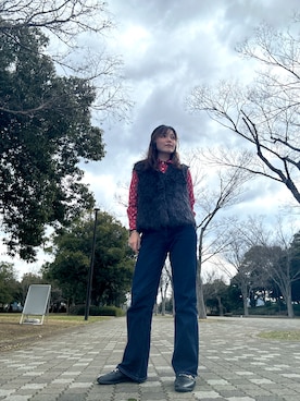 「UNIQLO（ユニクロ）のアイテム（デニムパンツ、ブルー系）」を使った、yuriさん（レディース・158cm）の春コーディネート