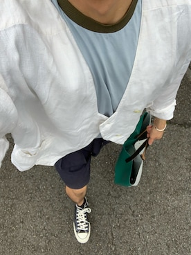 「ISSEY MIYAKE（イッセイミヤケ）のアイテム（ジャケット/アウター）」を使った、@さん（メンズ・173cm）の夏コーディネート