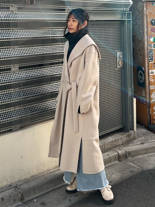 23区 ウールリバーロングコート アイボリー チェスターコート 綺麗め