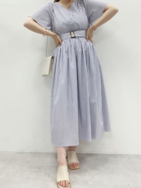 「ストライプワンピース」｜「アイテム（その他）」を使った、maikoさん（レディース・158cm）の夏コーディネート