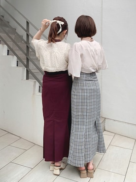 「ハイウエストスカート」｜「アイテム（その他）」を使った、maikoさん（レディース・158cm）の夏コーディネート