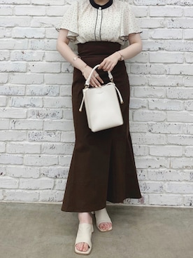 「ハイウエストスカート」｜「アイテム（その他）」を使った、maikoさん（レディース・158cm）の夏コーディネート