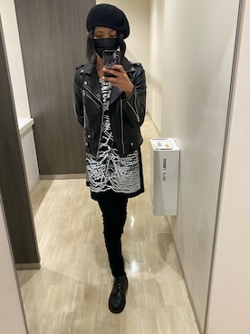 「アイテム（ライダースジャケット）」を使った、666yuta666さん（メンズ・173cm・40代）の秋コーディネート