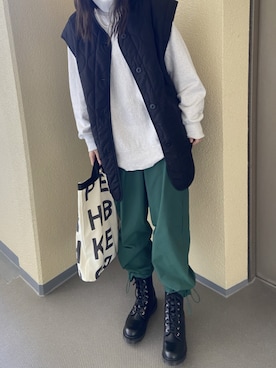 「ラフコーデ」｜「アイテム（ノーカラージャケット）」を使った、saさん（レディース・160cm）の秋コーディネート