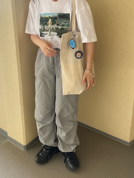 「みんなの白Tフェス」｜「アイテム（カーゴパンツ）」を使った、saさん（レディース・159cm）の夏コーディネート