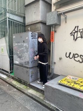 「Kappa（カッパ）のアイテム（その他パンツ、ブラック系）」を使った、かーさん（メンズ・178cm）の秋コーディネート
