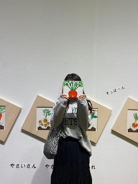 「スウェットトップス」｜「アイテム（スカート）」を使った、ざわこさん（レディース・163cm）の秋コーディネート