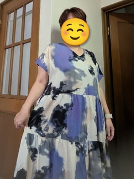 「antiqua（アンティカ）のアイテム（ワンピース、ブルー系）」を使った、モコモコさん（レディース・160cm）の秋コーディネート