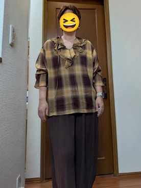 「Handmade（ハンドメイド）のアイテム（アクセサリー）」を使った、モコモコさん（レディース・160cm）の秋コーディネート