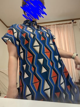 「antiqua（アンティカ）のアイテム（ワンピース、ブルー系）」を使った、モコモコさん（レディース・160cm）の秋コーディネート