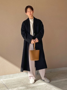 「CULLNI（クルニ）のアイテム（チェスターコート）」を使った、Kazuさん（メンズ・165cm）の冬コーディネート