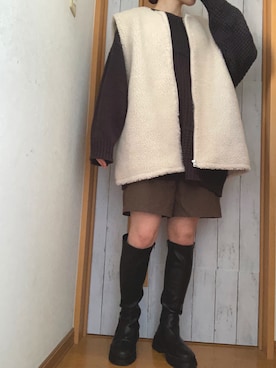 「Per sist ence（パーシエンス）のアイテム（パンツ）」を使った、manatsu01さん（レディース・158cm）の冬コーディネート