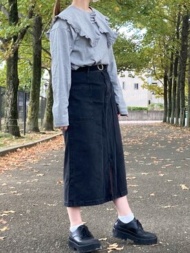 「JEANASIS（ジーナシス）のアイテム（その他シューズ）」を使った、manatsu01さん（レディース・158cm）の秋コーディネート