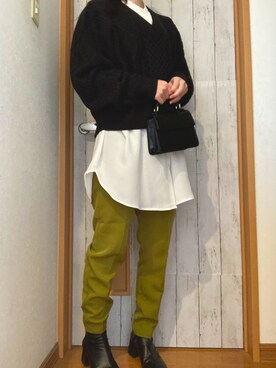 「sakishimatokyo（サキシマトーキョー）のアイテム（ニット/セーター）」を使った、manatsu01さん（レディース・158cm）の秋コーディネート