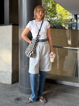 「スウェットパンツ」｜moneさん（レディース・163cm）の夏コーディネート