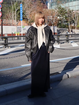 「レディースファッション」｜「アイテム（ジャケット/アウター）」を使った、moneさん（レディース・163cm）の冬コーディネート