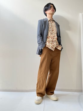 「nissen（ニッセン）のテーラードジャケット＜大きいサイズ有＞GEVS.（ジャケット/アウター、グレー系）」を使った、umnvwvnmuさん（メンズ・168cm）の冬コーディネート