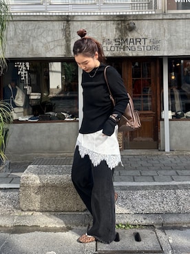 「mystic（ミスティック）のアイテム（ニット/セーター）」を使った、hamada.さん（レディース・153cm）の秋コーディネート