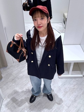 「GLOBAL WORK（グローバルワーク）のGOODデニムバギーパンツ/498388（デニムパンツ）」を使った、オカピさん（レディース・154cm）の秋コーディネート