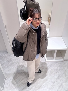 「アイテム（バックパック/リュック）」を使った、オカピさん（レディース・154cm）の冬コーディネート