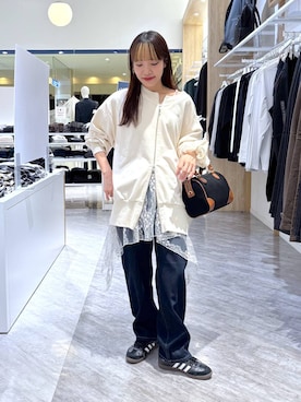 「GLOBAL WORK（グローバルワーク）のGOODデニムバギーパンツ/498388（デニムパンツ）」を使った、オカピさん（レディース・154cm）の秋コーディネート